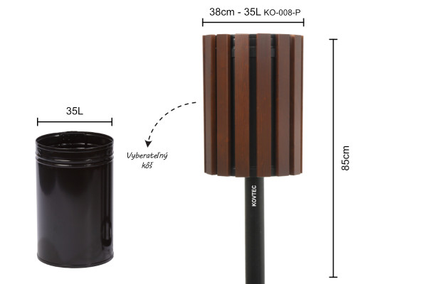 Odpadkový koš KO008, 35 Litrů, Palisandr