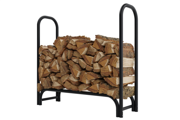 Stojan na palivové dříví s plachtou, černý Stojan na palivové dříví s plachtou, černý