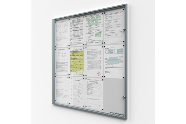 Interiérová uzamykací vitrína 12xA4, Plech