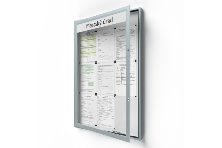 Uzamykatelná informační vitrína 9xA4 SIDE50 s nápisem