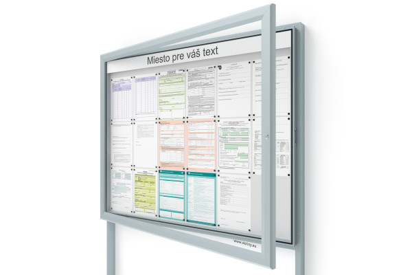 Venkovní informační vitrína 18xA4 SIDE60 s nápisem a sloupky