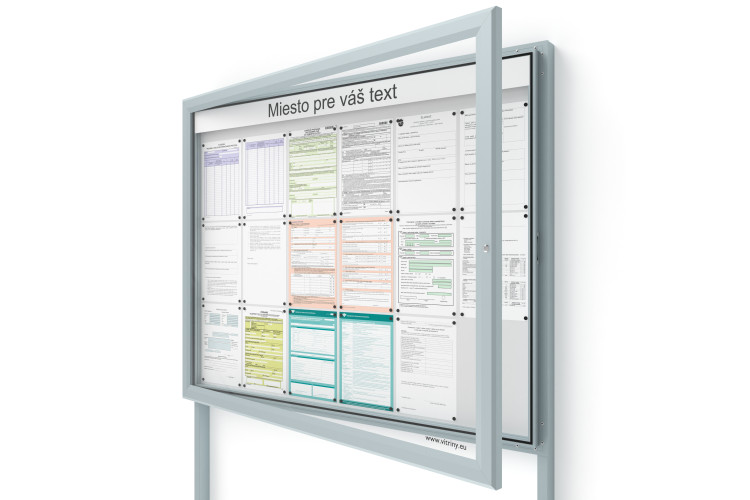 Venkovní informační vitrína 18xA4 SIDE60 s nápisem a sloupky
