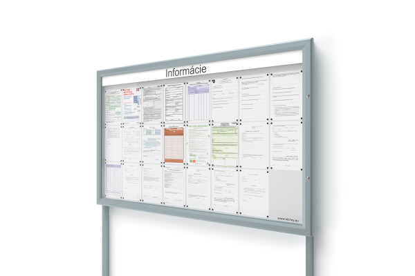 Venkovní informační vitrína 24xA4 SIDE60 s nápisem a sloupky