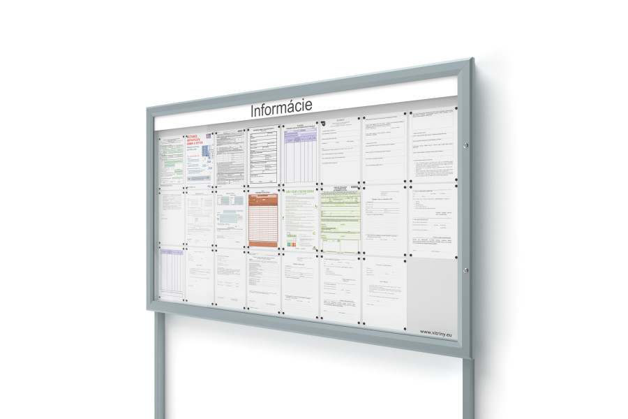 Venkovní informační vitrína 24xA4 SIDE60 s nápisem a sloupky