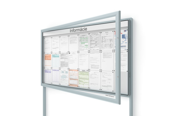 Venkovní informační vitrína 24xA4 SIDE60 s nápisem a sloupky