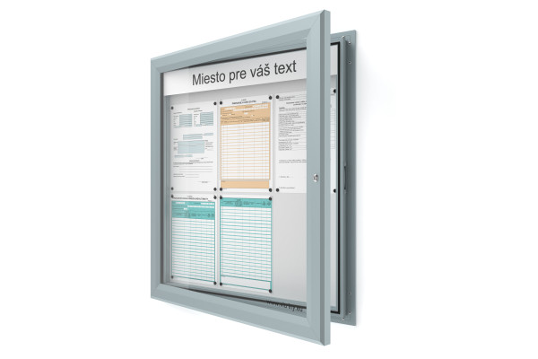 Venkovní informační vitrína 6xA4 SIDE60 s nápisem