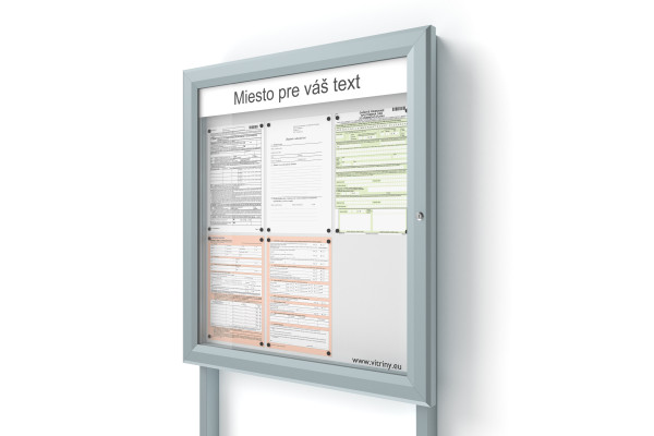 Venkovní informační vitrína 6xA4 SIDE60 s nápisem a sloupky