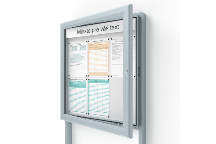 Venkovní informační vitrína 6xA4 SIDE60 s nápisem a sloupky