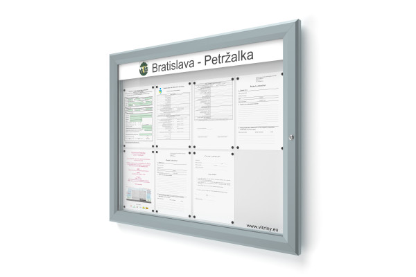 Venkovní informační vitrína 8xA4 SIDE60 s nápisem