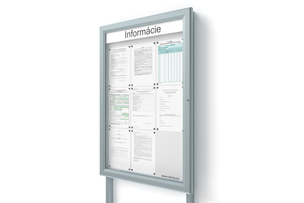 Venkovní informační vitrína 9xA4 SIDE60 s nápisem a sloupky