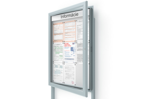 Venkovní informační vitrína 9xA4 SIDE60 s nápisem a sloupky