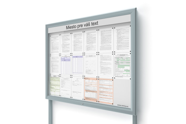 Venkovní informační vitrína 18xA4 UP60 s nápisem a sloupky