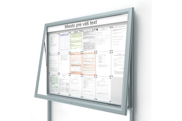 Venkovní informační vitrína 18xA4 UP60 s nápisem a sloupky