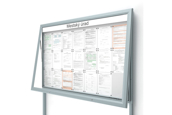 Venkovní informační vitrína 21xA4 UP60 s nápisem a sloupky