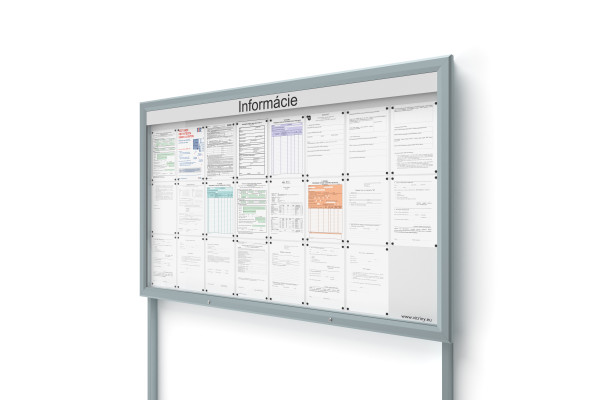 Venkovní informační vitrína 24xA4 UP60 s nápisem a sloupky