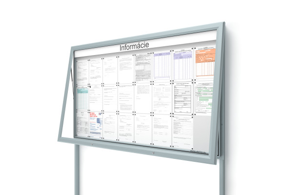 Venkovní informační vitrína 24xA4 UP60 s nápisem a sloupky