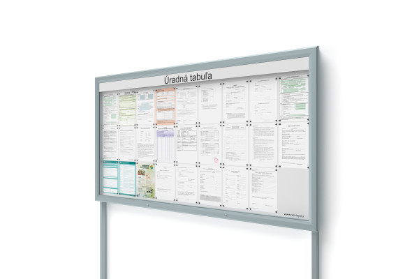 Venkovní informační vitrína 27xA4 UP60 s nápisem a sloupky