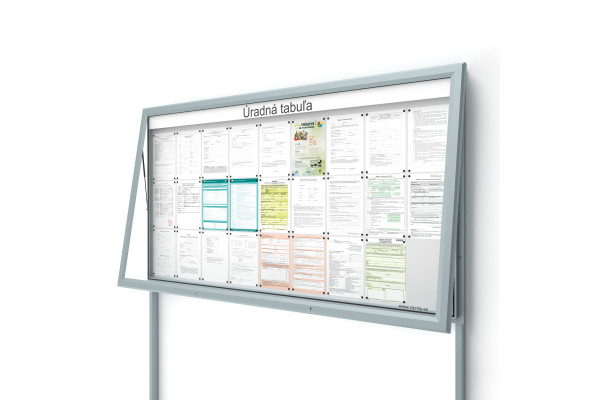 Venkovní informační vitrína 27xA4 UP60 s nápisem a sloupky