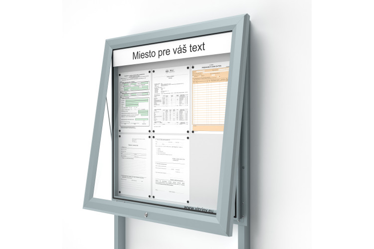 Venkovní informační vitrína 6xA4 UP60 s nápisem a sloupky