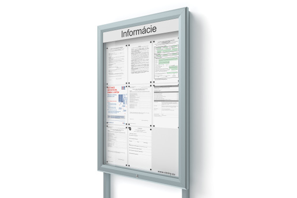 Venkovní informační vitrína 9xA4 UP60 s nápisem a sloupky