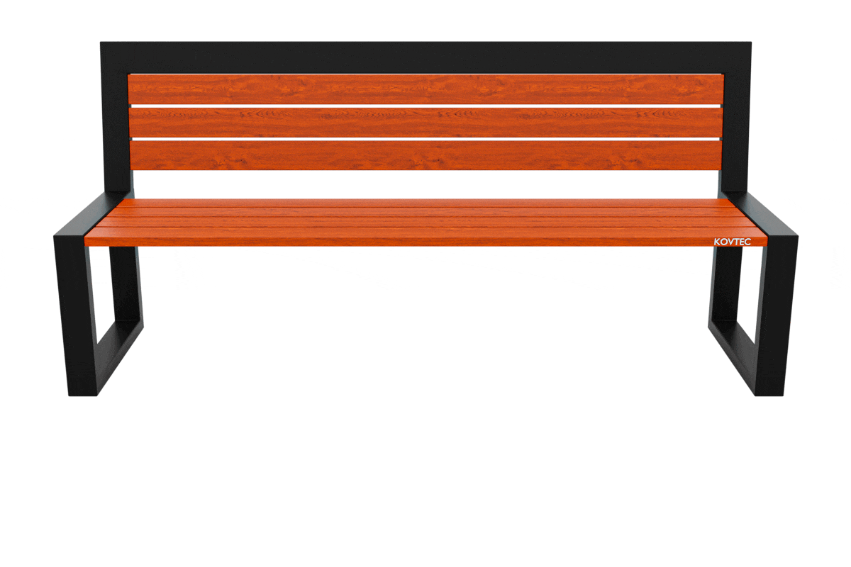 Kovová lavička LK-11, 180cm, Teak, Barevná