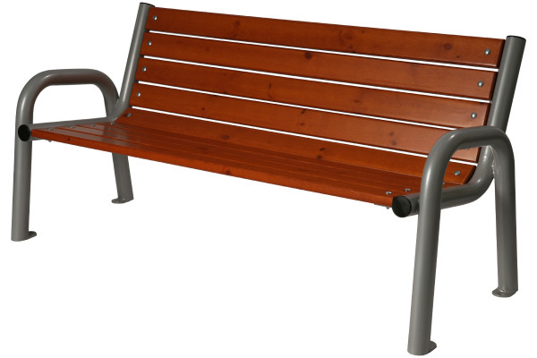 Kovová lavička LK-1, 150cm, Teak, Pozinkovaná