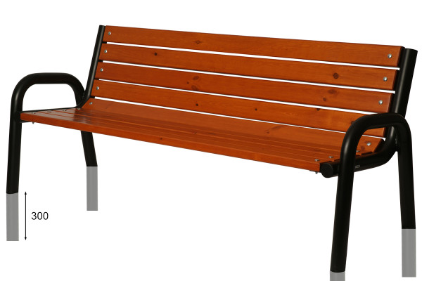Kovová lavička LK-1, do zabetonování, 150cm, Teak, Barevná