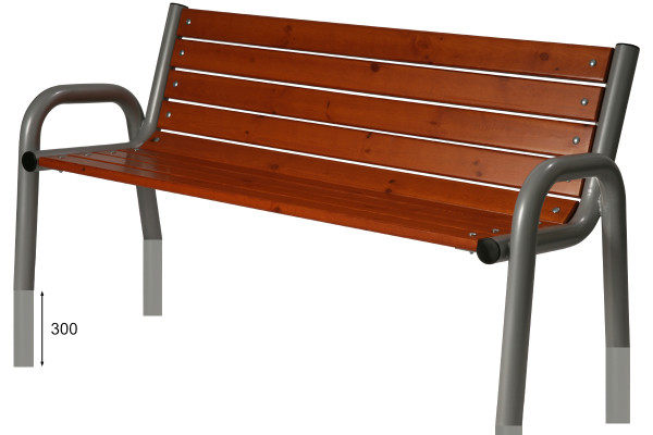 Kovová lavička LK-1, do zabetonování, 150cm, Teak, Pozinkovaná