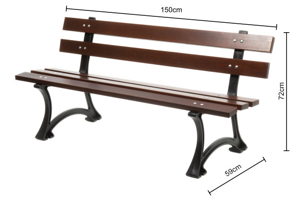 Litinová lavička 016, 180cm, Palisandr