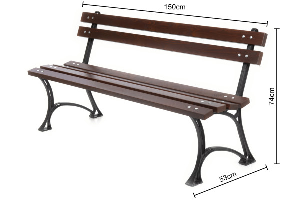 Litinová lavička 019, 150cm, Palisandr