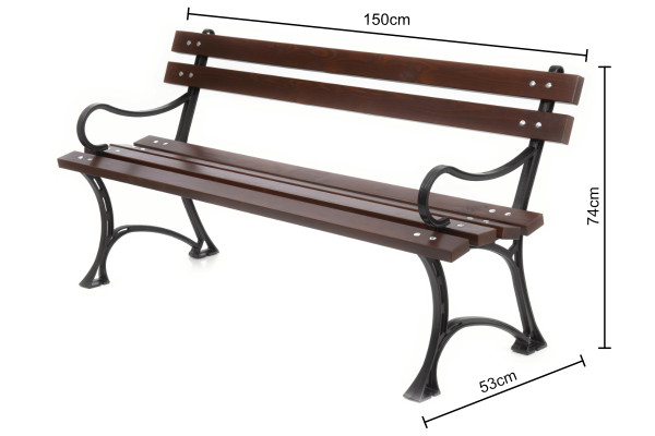 Litinová lavička 020, 150cm, Palisandr