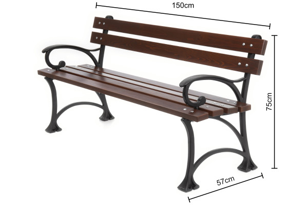 Litinová lavička 026, 150cm, Palisandr