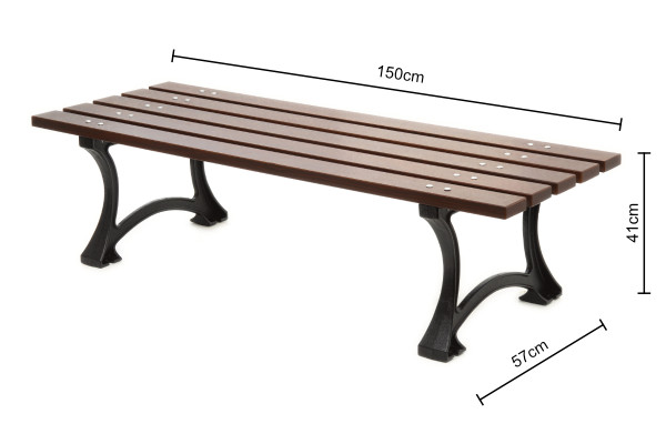 Litinová lavička bez opěradla 030, 150cm, Palisandr