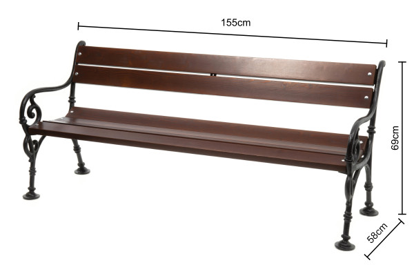 Litinová lavička Schonbrunn, 180cm, Palisandr