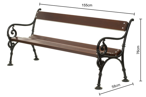 Litinová lavička Schonbrunn II, 180cm, Palisandr