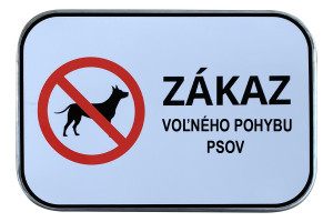 Značka Zákaz volného pohybu psů, 420x315mm