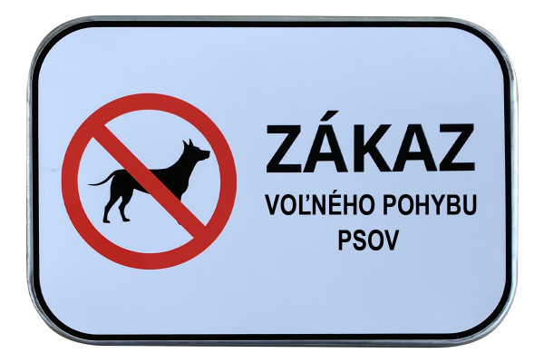 Značka Zákaz volného pohybu psů, 420x315mm