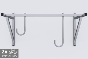 Držák na kolo na zeď, 2 místný ABRIS stříbrný