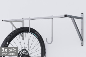 Držák na kolo na zeď, 3 místný ABRIS pozinkovaný