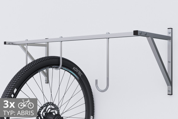 Držák na kolo na zeď, 3 místný ABRIS pozinkovaný