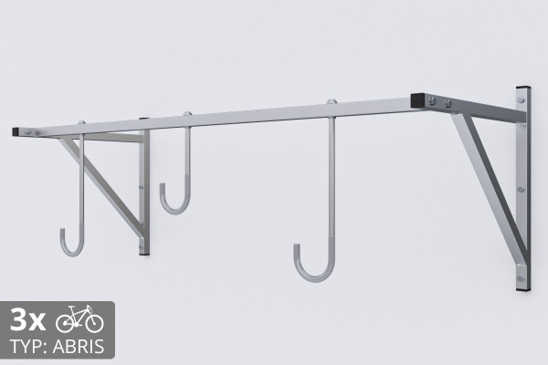 Držák na kolo na zeď, 3 místný ABRIS pozinkovaný