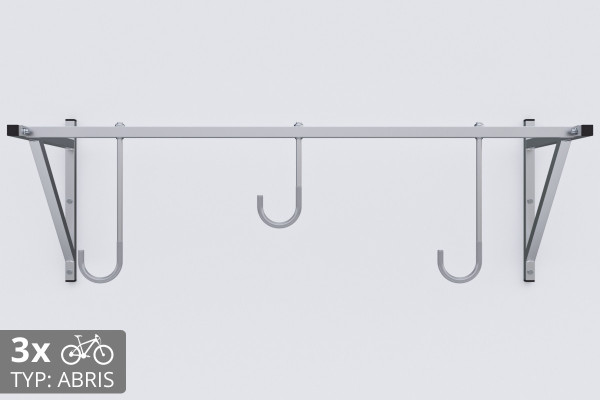 Držák na kolo na zeď, 3 místný ABRIS stříbrný