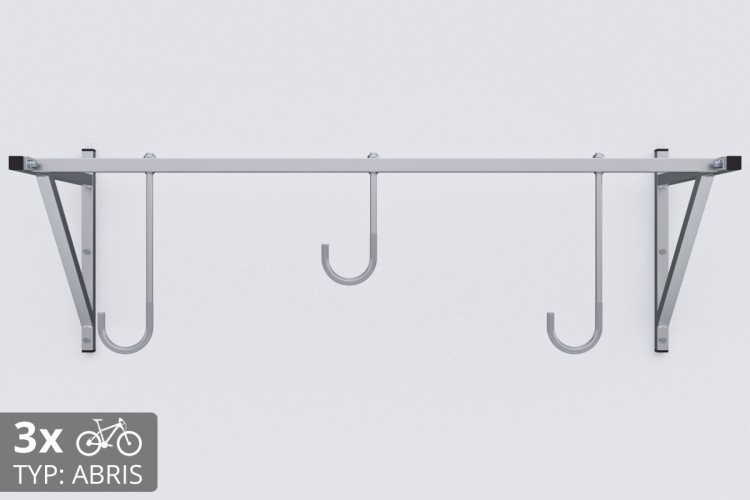 Držák na kolo na zeď, 3 místný ABRIS stříbrný