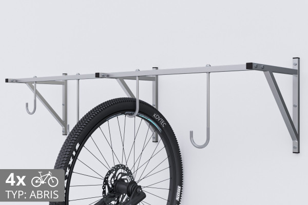 Držák na kolo na zeď, 4 místný ABRIS pozinkovaný
