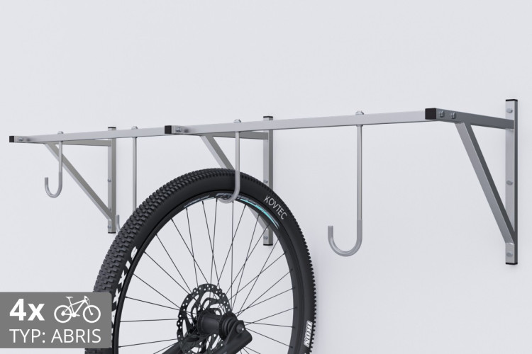 Držák na kolo na zeď, 4 místný ABRIS pozinkovaný