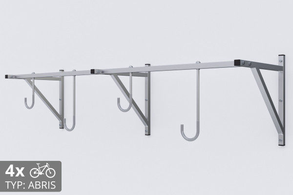 Držák na kolo na zeď, 4 místný ABRIS pozinkovaný