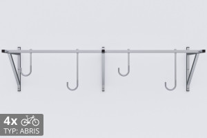 Držák na kolo na zeď, 4 místný ABRIS stříbrný