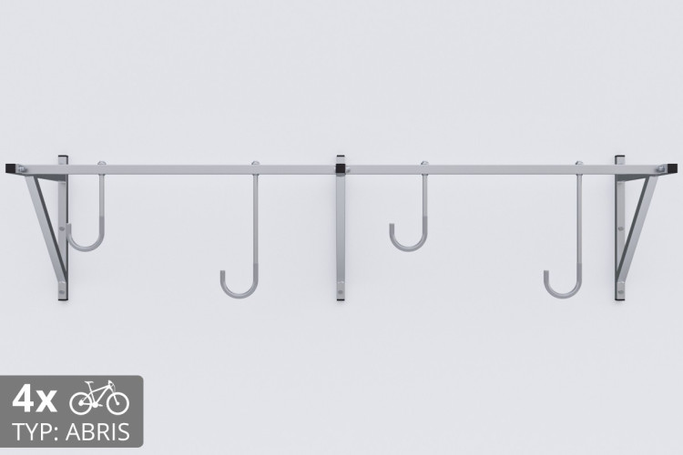 Držák na kolo na zeď, 4 místný ABRIS stříbrný