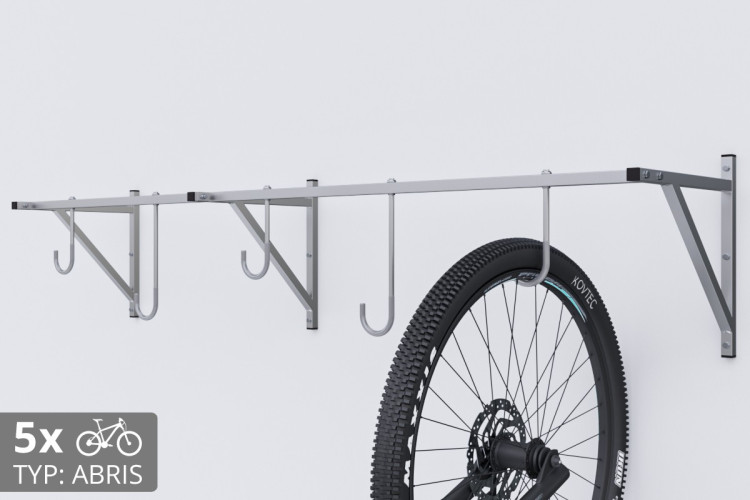 Držák na kolo na zeď, 5 místný ABRIS pozinkovaný