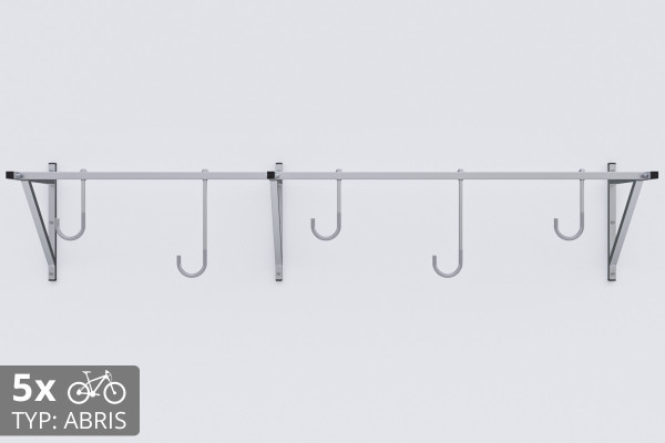 Držák na kolo na zeď, 5 místný ABRIS pozinkovaný